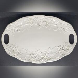 Large Ceramic White Serving Platter, Made In Italy for Over & Back - 16.5", New